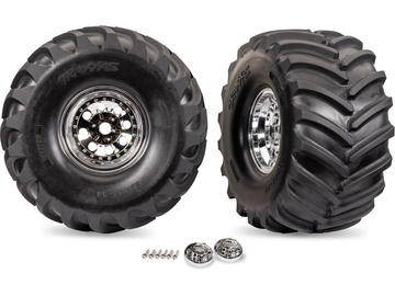 Traxxas Tires & wheels, chrome wheels, center caps, Terra Groove tires (pair) / TRA7696