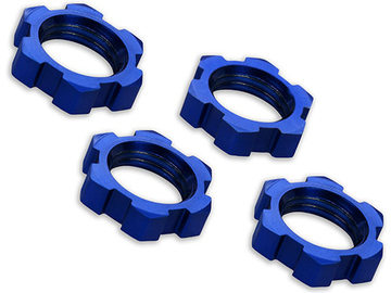Traxxas Wheel nuts, splined, 17mm, serrated (blue-anodized) (4) / TRA7758