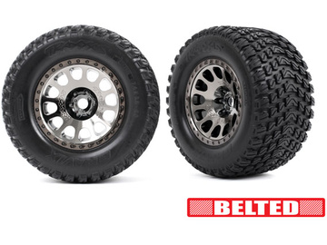 Traxxas Tires & wheels 4.3/5.7", XRT Race black chrome wheels, Gravix tires (pair) / TRA7862X