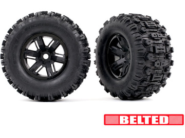 Traxxas Tires & wheels 4.3/5.7", X-Maxx black wheels, Sledgehammer tires (pair) / TRA7871