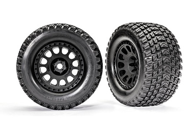 Traxxas Tires & wheels, XRT Race black wheels, Gravix tires, foam inserts (left & right) / TRA7872