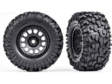 Traxxas Tires & wheels, XRT Race black wheels, Maxx AT tires, foam inserts (left & right) / TRA7875