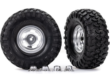 Traxxas Tires & wheels 2.2", satin chrome wheels, Canyon Trail tires (2)/ center caps (2) (requires / TRA8159