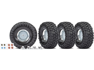 Traxxas Tires and wheels 1.9", chrome wheels, Canyon Trail tires (4) / TRA8166X