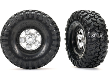 Traxxas Tires and wheels 1.9", TRX-4® Sport, satin chrome, black beadlock wheels, Canyon Trail tires / TRA8179X
