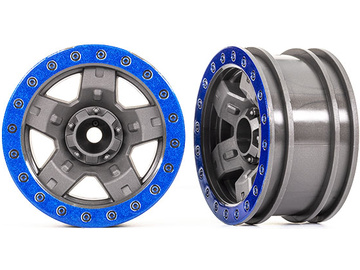 Traxxas Wheels 2.2", TRX-4 Sport (gray, blue beadlock style) (2) Traxxas Wheels 2.2", TRX-4 Sport (gray, blue beadlock style) (2) / TRA8180-BLUE