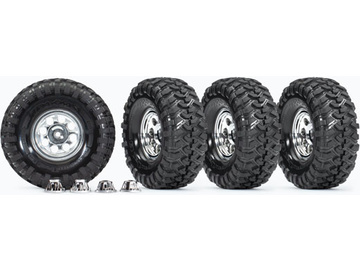 Traxxas Tires and wheels 1.9", classic chrome wheels, Canyon Trail tires (4) / TRA8183X
