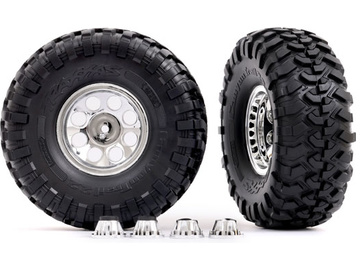 Traxxas Tires and wheels 2.2", classic chrome wheels, Canyon Trail tires (2) (requires #8255A) / TRA8184