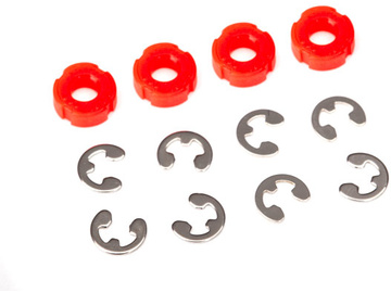 Traxxas Piston, damper (red) (4)/ e-clips (8) / TRA8261
