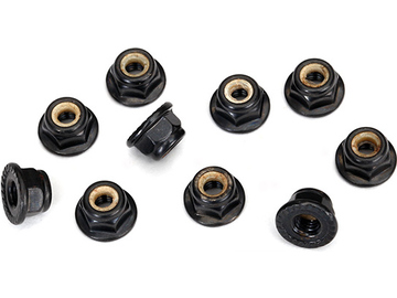 Traxxas Nuts M4 flanged nylon locking, serrated (black) (10) Traxxas Nuts M4 flanged nylon locking, serrated (black) (10) / TRA8347