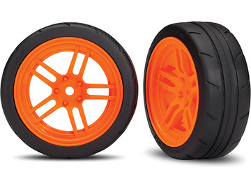 Traxxas Tires & wheels 1.9", split-spoke orange wheels, Response tires (2) (front) / TRA8373A