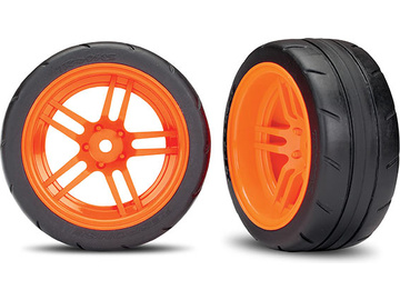 Traxxas Tires & wheels 1.9", split-spoke orange wheels, Response tires (2) (rear) / TRA8374A