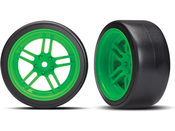 Traxxas Tires & wheels 1.9", split-spoke green wheels, Drift tires (2) (rear) Traxxas Tires & wheels 1.9", split-spoke green wheels, Drift tires (2) (rear) / TRA8377G