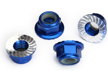 Traxxas Nuts, M5 flanged nylon locking blue-anodized (4) / TRA8447X