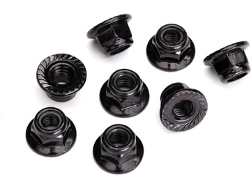 Traxxas Nuts, 5mm flanged nylon locking (steel, black serrated) (8) / TRA8447