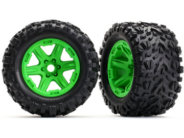 Traxxas Tires & wheels 3.8", green wheels, Talon EXT tires (pair) / TRA8672G