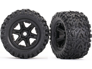 Traxxas Tires & wheels 3.8", black wheels, Talon EXT tires (pair) / TRA8672