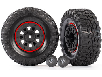 Traxxas Tires and wheels, 2.2" black wheels/ tires (2)/ caps (2)/ rings (2) / TRA8874