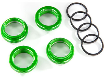Traxxas Spring retainer (adjuster), green-anodized aluminum, GT-Maxx shocks (4) / TRA8968G