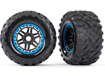 Traxxas Tires & wheels 2.8", black-blue wheels, Maxx All-Terrain tires (2) / TRA8972A