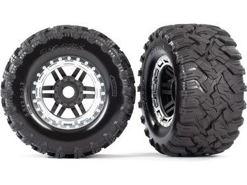 Traxxas Tires & wheels 2.8", black-satin chrome wheels, Maxx All-Terrain tires (2) Traxxas Tires & wheels 2.8", black-satin chrome wheels, Maxx All-Terrain tires (2) / TRA8972X