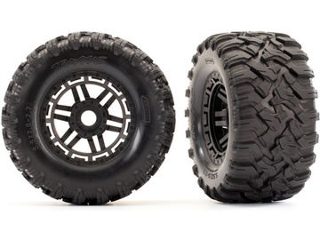Traxxas Tires & wheels 2.8", black wheels, Maxx All-Terrain tires (2) / TRA8972