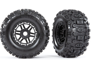 Traxxas Tires & wheels 2.8/3.6", black wheels, Sledgehammer tires (2) / TRA8973
