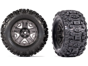 Traxxas Tires & wheels 2.8", charcoal gray wheels, Sledgehammer tires (2) / TRA9072-GRAY