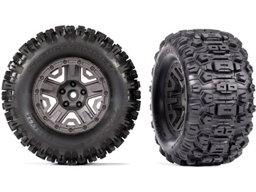 Traxxas Tires & wheels 2.8", charcoal gray wheels, Sledgehammer tires (2) Traxxas Tires & wheels 2.8", charcoal gray wheels, Sledgehammer tires (2) / TRA9072-GRAY