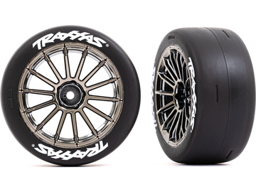 Traxxas kolo 2.0", disk multi-spoke černý chrom, pneu slick (zadní) (2) Traxxas kolo 2.0", disk multi-spoke černý chrom, pneu slick (zadní) (2) / TRA9375R