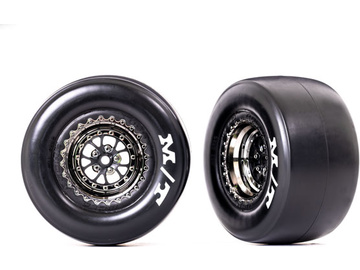 Traxxas kolo, disk Weld černě chromovaný, pneu sticky (2) (zadní) / TRA9476X