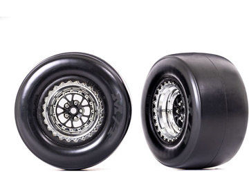Traxxas kolo, disk Weld chrom/černý, pneu smoke (2) (zadní) Traxxas kolo, disk Weld chrom/černý, pneu smoke (2) (zadní) / TRA9477R