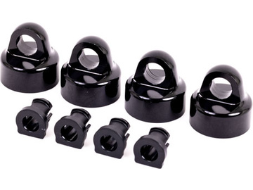Traxxas Shock caps, aluminum (black-anodized), GT-Maxx shocks (4)/ spacers (4) (for Sledge) / TRA9664A