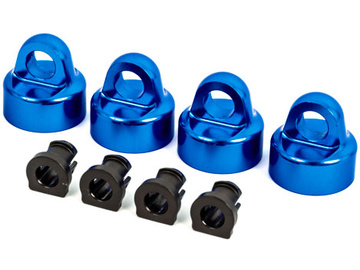 Traxxas Shock caps, aluminum (blue-anodized), GT-Maxx shocks (4)/ spacers (4) (for Sledge) / TRA9664X
