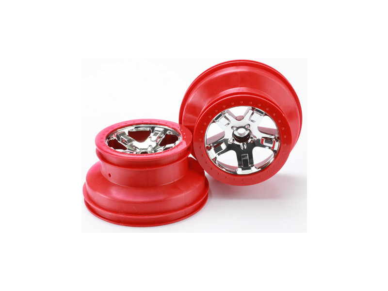 Traxxas disk 2.2/3.0" SCT stříbrný-červený (2) (2WD přední), TRA5870