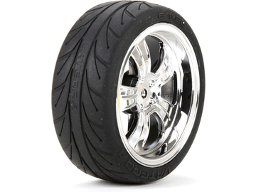 Vaterra disk s pneu 54x26mm chrom přední (2) / VTR43038