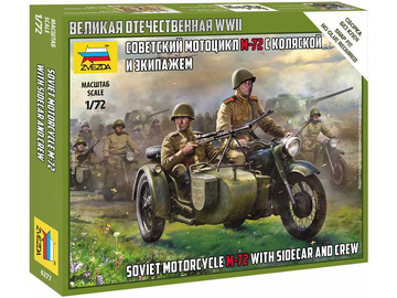 Zvezda figurky - Soviet M-72 Sidecar Motorcycle w/Crew (1:72) / ZV-6277