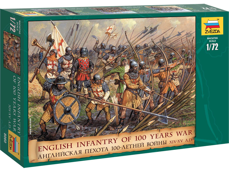 Zvezda figurky - anglická pěchota stoletá válka (1:72)