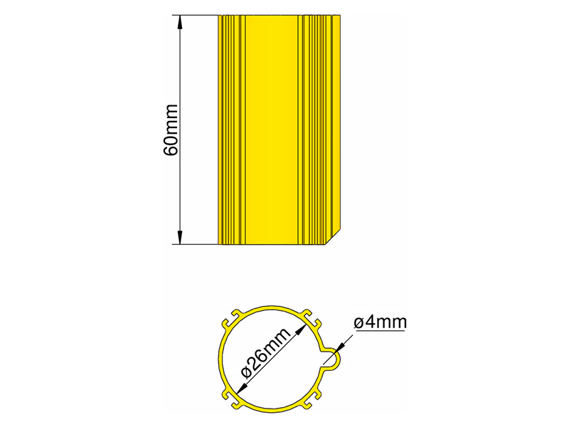 Klíma základňa 26mm 4-stabilizátory žltá KL-31026404
